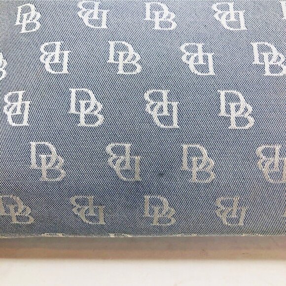 Dooney & Bourke Purse Gray Canvas Handbag Tan Leather Shoulder Strap Hobo Bag - Picture 9 of 12